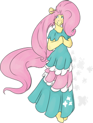 Size: 782x1022 | Tagged: safe, artist:littlemissfeebu, fluttershy, anthro, clothes, dress, solo