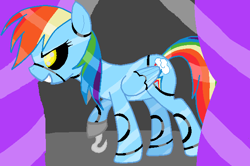 Size: 616x410 | Tagged: safe, derpibooru import, rainbow dash, pegasus, pony, animatronic, five nights at aj's, foxy dash, rainbow foxy, solo