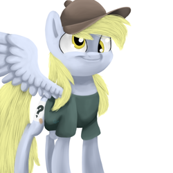 Size: 1000x1000 | Tagged: safe, artist:chibadeer, derpy hooves, pegasus, pony, clothes, female, gravity falls, hat, mare, parody, solo, soos, t-shirt