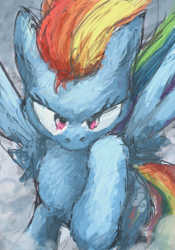 Size: 700x1000 | Tagged: dead source, safe, artist:crobacus, derpibooru import, rainbow dash, pegasus, pony, female, mare, no more ponies at source, solo