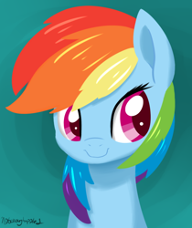 Size: 692x825 | Tagged: safe, artist:notenoughapples, derpibooru import, rainbow dash, pegasus, pony, smiling, solo