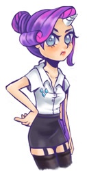 Size: 293x576 | Tagged: safe, artist:gomhoren, rarity, human, horned humanization, humanized, solo