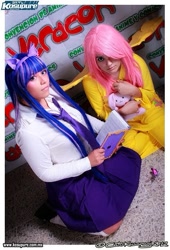 Size: 425x625 | Tagged: safe, artist:zatsuky, derpibooru import, fluttershy, twilight sparkle, human, cosplay, irl, irl human, photo