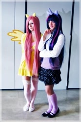 Size: 479x720 | Tagged: safe, derpibooru import, fluttershy, twilight sparkle, human, cosplay, irl, irl human, photo