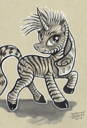 Size: 800x1173 | Tagged: safe, artist:jeremiahlambertart, rarity, zebra, zebracorn, alternate hairstyle, solo, species swap, zebrafied