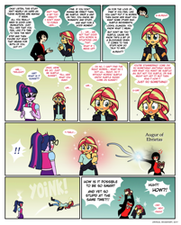 Size: 902x1124 | Tagged: safe, artist:crydius, sci-twi, sunset shimmer, twilight sparkle, oc, oc:crydius, comic:love advice, equestria girls, bloodborne, blushing, blushing profusely, comic, cute, female, lesbian, looking at each other, magic, scitwishimmer, shimmerbetes, shipping, sunsetsparkle, yoink