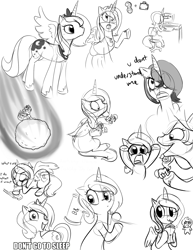 Size: 989x1280 | Tagged: safe, artist:furseiseki, princess celestia, princess luna, alicorn, pony, crown, female, horn, jewelry, mare, regalia, siblings, sisters, sketch dump