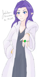 Size: 801x1500 | Tagged: safe, artist:jonfawkes, rarity, human, 30 minute art challenge, clothes, coat, elf ears, humanized, ring