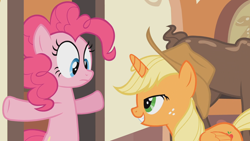 Size: 1280x720 | Tagged: safe, edit, screencap, applejack, pinkie pie, alicorn, pony, applecorn, race swap