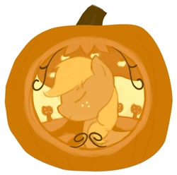 Size: 800x795 | Tagged: safe, artist:focant, applejack, earth pony, pony, halloween, holiday, jack-o-lantern, pumpkin