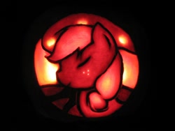 Size: 1000x750 | Tagged: safe, artist:focant, applejack, earth pony, pony, carving, halloween, holiday, jack-o-lantern, pumpkin