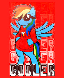 Size: 956x1167 | Tagged: safe, artist:stephastated, derpibooru import, rainbow dash, pegasus, pony, clothes, hoodie, sunglasses, swag