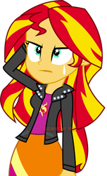 Size: 1600x2625 | Tagged: safe, artist:jucamovi1992, sunset shimmer, equestria girls, clothes, female, jacket, leather jacket, shirt, simple background, skirt, solo, transparent background