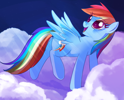 Size: 2100x1700 | Tagged: safe, artist:celilathewitch, derpibooru import, rainbow dash, pegasus, pony, cloud, female, mare, solo