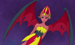 Size: 1024x613 | Tagged: safe, sunset satan, sunset shimmer, equestria girls, black eye, purple background, simple background