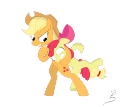 Size: 1581x1332 | Tagged: safe, artist:pandramodo, apple bloom, applejack, earth pony, pony, bipedal, female, noogie, simple background, sisters, transparent background, vector