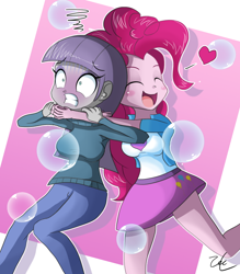 Size: 700x800 | Tagged: safe, artist:zelc-face, maud pie, pinkie pie, equestria girls, asphyxiation, breasts, female, hape, heart, hug, maud pies, pinkie pies, strangling