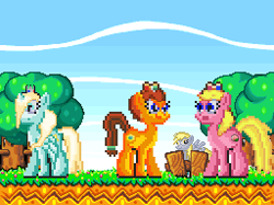 Size: 256x191 | Tagged: safe, artist:ailboredom, derpy hooves, alicorn, earth pony, pony, pixel art, ponified, princess daisy, princess peach, rosalina, super mario bros., super mario galaxy, super mario land