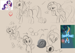 Size: 1024x724 | Tagged: safe, artist:chun man, derpibooru import, rainbow dash, rarity, pegasus, pony, unicorn, how to draw, sketch dump