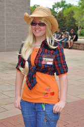 Size: 2848x4288 | Tagged: artist needed, safe, applejack, human, cosplay, glasses, irl, irl human, nashicon, nashicon 2012, photo