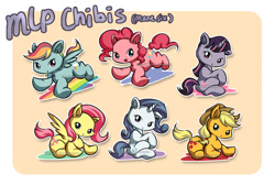 Size: 870x586 | Tagged: safe, artist:qiisnii, derpibooru import, applejack, fluttershy, pinkie pie, rainbow dash, rarity, twilight sparkle, earth pony, pegasus, pony, unicorn, mane six