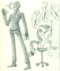 Size: 2136x2528 | Tagged: safe, artist:cladz, rarity, human, cigarette, kunai, monochrome, spy, team fortress 2, traditional art