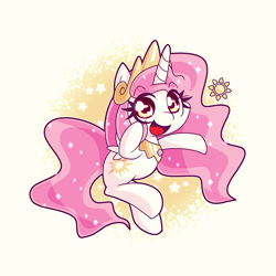 Size: 1000x1000 | Tagged: safe, artist:panyang-panyang, princess celestia, alicorn, pony, ask princess moe-lestia, cewestia, cute, cutelestia, filly, solo