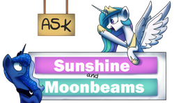 Size: 860x511 | Tagged: safe, artist:anticular, princess celestia, princess luna, alicorn, pony, ask sunshine and moonbeams, banner, duo, duo female, female, mare, open mouth, spread wings, tumblr, wide eyes