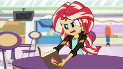 Size: 1280x718 | Tagged: safe, screencap, golden hazel, sunset shimmer, equestria girls, mirror magic, spoiler:eqg specials, book