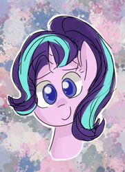 Size: 739x1018 | Tagged: safe, artist:rozzertrask, starlight glimmer, pony, unicorn, bust, cute, female, glimmerbetes, looking at you, mare, solo