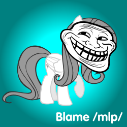 Size: 250x250 | Tagged: safe, artist:albinofluttershy, fluttershy, oc, oc:albino fluttershy, pegasus, pony, troll, /mlp/, albino pony, solo, spoilered image joke, trollface