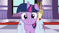 Size: 1915x1072 | Tagged: safe, derpibooru import, screencap, twilight sparkle, the crystal empire, saddle bag, scroll, solo