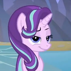 Size: 289x288 | Tagged: safe, screencap, starlight glimmer, pony, unicorn, school daze, cropped, smiling, smirk, smug