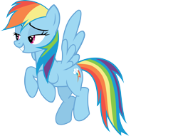 Size: 4808x3669 | Tagged: safe, artist:rainbowmaned, derpibooru import, rainbow dash, pegasus, pony, flying, raised eyebrow, simple background, smiling, smug, solo, transparent background, vector