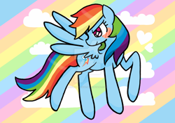 Size: 1024x724 | Tagged: safe, artist:ofruittango, derpibooru import, rainbow dash, pegasus, pony, female, looking at you, mare