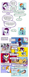 Size: 650x1732 | Tagged: safe, artist:dally, derpibooru import, prince blueblood, rainbow dash, rarity, pegasus, pony, unicorn, comic:friendship is dragons, airship, background pony audience, beatnik rarity, beret, clothes, cloud, comic, dialogue, female, hat, male, mare, on a cloud, one eye closed, sleeping, stallion, wink