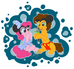 Size: 925x863 | Tagged: safe, artist:bananasplitzel, cheese sandwich, gummy, pinkie pie, earth pony, pony, bow, cheesepie, clothes, costume, cute, diacheeses, diapinkes, disney, dress, female, male, mickey mouse, minnie mouse, shipping, shorts, sitting, smiling, straight