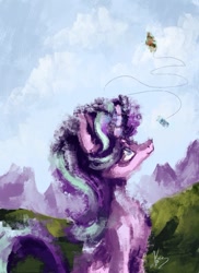 Size: 763x1047 | Tagged: safe, artist:lverzie, starlight glimmer, pony, unicorn, female, glowing horn, kite, mare, solo