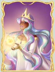 Size: 1024x1339 | Tagged: safe, artist:silverwingfox, princess celestia, human, dark skin, humanized, solo