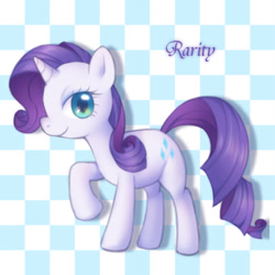 Size: 600x600 | Tagged: safe, artist:kona1025, rarity, pony, unicorn, female, horn, mare, pixiv, purple mane, solo, white coat