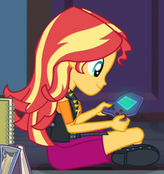 Size: 538x569 | Tagged: safe, screencap, sunset shimmer, better together, equestria girls, the finals countdown, cropped, female, gamer sunset, solo, video game