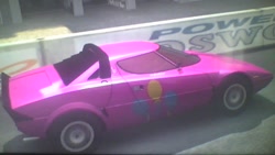 Size: 640x360 | Tagged: safe, pinkie pie, car, cutie mark, forza motorsport, lancia, lancia stratos, no pony