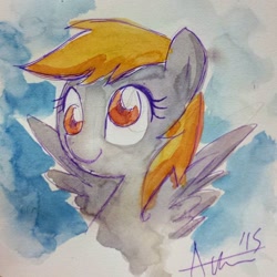 Size: 640x640 | Tagged: safe, artist:agnesgarbowska, derpy hooves, pegasus, pony, female, mare, solo, traditional art, watercolor painting