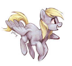 Size: 1054x971 | Tagged: safe, artist:johling, derpy hooves, pegasus, pony, flying, simple background, smiling, solo, transparent background