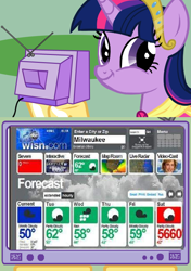 Size: 564x800 | Tagged: safe, derpibooru import, twilight sparkle, twilight sparkle (alicorn), alicorn, pony, abc news, end of the world, exploitable meme, fail, female, mare, meme, obligatory pony, tv meme, twiface, weather