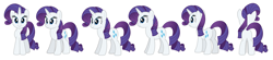 Size: 3271x725 | Tagged: safe, artist:aleximusprime, rarity, pony, unicorn, plot, reference sheet, solo, turnaround