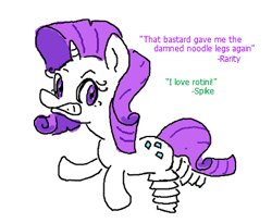 Size: 396x325 | Tagged: safe, artist:the_whistler, rarity, pony, unicorn, angry, noodle, noodle legs, noodles, rotini, swearing