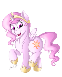 Size: 1536x1892 | Tagged: safe, artist:pinktonicponystudio, princess celestia, alicorn, pony, cewestia, female, filly, simple background, smiling, solo, transparent background