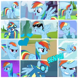 Size: 1024x1024 | Tagged: safe, artist:jawsandgumballfan24, derpibooru import, edit, edited screencap, screencap, rainbow dash, pegasus, pony, collage, senpai