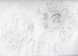 Size: 3496x2552 | Tagged: safe, artist:chris05478, pinkie pie, earth pony, pony, monochrome, sketch, solo, traditional art